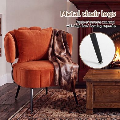 Chenille Barrel Accent Chair, Pocket Coil Support, 300lbs Weight Capacity, for Living Room Bedroom