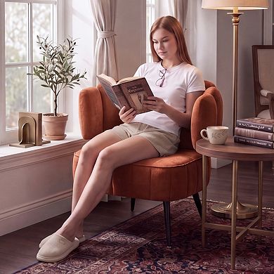 Chenille Barrel Accent Chair, Pocket Coil Support, 300lbs Weight Capacity, for Living Room Bedroom