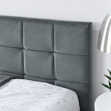 Full-size bed frame with a backrest and armrests