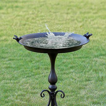 Large Metal Bird Bath with Stand 18 Inch Diameter 28 Inch Height for Outdoor Garden Decor 1 pc