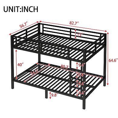 Aoolive Metal Full XL over Full XL Bunk Bed for Teens and Adults,Space-Saving/Noise Reduced