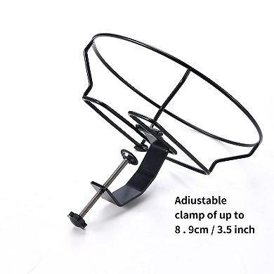 Deck Mounted Bird Bath 12 Inch Plastic Bowl Adjustable Steel Clamp Fits Up to 3.5 Inch Railing