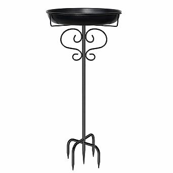 40 Inch Metal Bird Bath with 12 Inch Detachable Bowl 5 Prong Stake for Garden Yard 1 pc