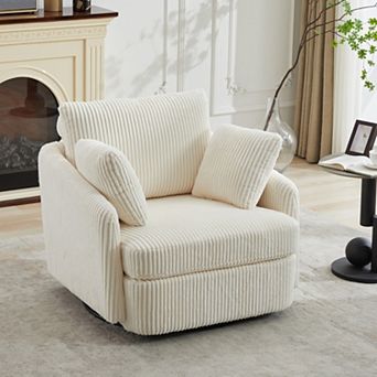 40.55''W Accent Chair,Corduroy Fabric,360° Smooth Swivel, Removable Cushions,for Bedroom Living Room