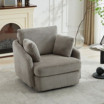 40.55''W Accent Chair,Corduroy Fabric,360° Smooth Swivel, Removable Cushions,for Bedroom Living Room