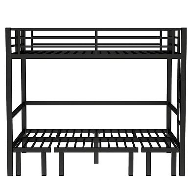 Aoolive Full over Full size pull-out Metal Bunk Bed,lower bunk can be pulled out in 3 sections