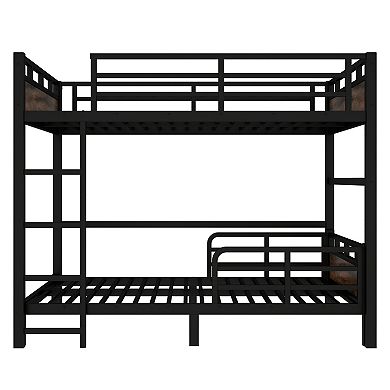 Aoolive Full over Full Metal Bunk Bed/Loft Bed,Separable Platform Beds,with raised security fence