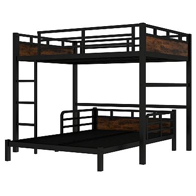 Aoolive Full over Full Metal Bunk Bed/Loft Bed,Separable Platform Beds,with raised security fence