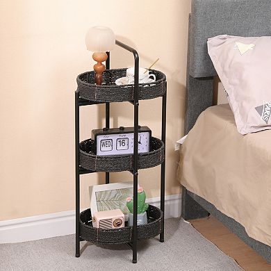 Three-layer tray table, oval storage basket, small shelf storage