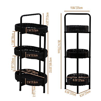 Three-layer tray table, oval storage basket, small shelf storage