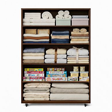 A five-drawer upright cabinet with wheels, a modern style storage cabinet