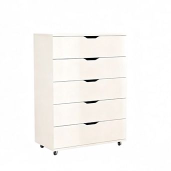 A five-drawer upright cabinet with wheels, a modern style storage cabinet