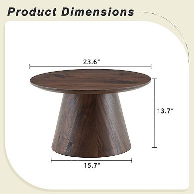 23.6" Diameter Natural wood grain round coffee table, leisure table, snack table