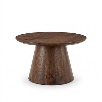 23.6" Diameter Natural wood grain round coffee table, leisure table, snack table