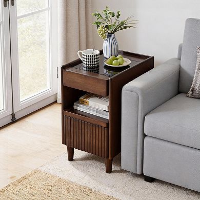Sturdy bedside table, open shelf, sofa side cabinet, home storage cabinet
