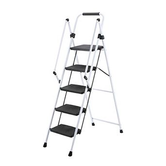 5-step ladder, folding ladder stool, anti slip wide pedals, safety anti slip handle