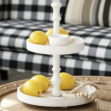 Double-layer circular wooden trays, fruit platters for the living room and kitchen