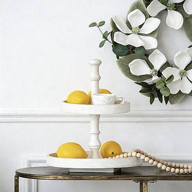 Double-layer circular wooden trays, fruit platters for the living room and kitchen