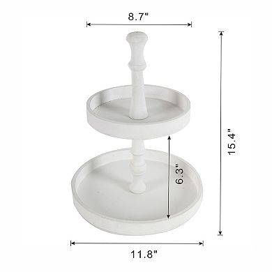 Double-layer circular wooden trays, fruit platters for the living room and kitchen
