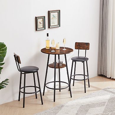 Round stool set, cushioned soft stool with backrest, casual table