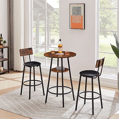 Round stool set, cushioned soft stool with backrest, casual table