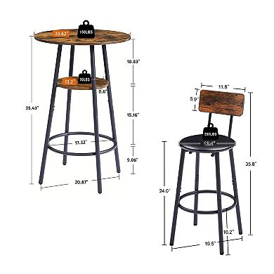 Round stool set, cushioned soft stool with backrest, casual table