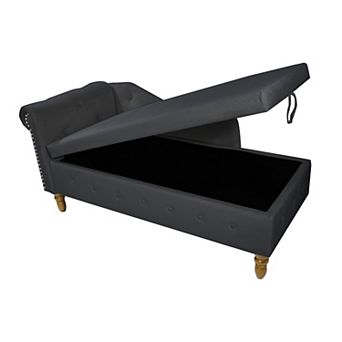 Lufeiya Velvet Chaise Lounge Chair with Storage, Rolled Arm Upholstered Sleeper Sofa with Pillow
