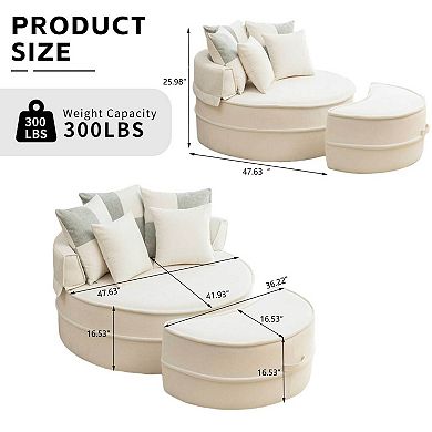 Lufeiya Oversized Accent Chair with Ottoman, Chenille Upholstered Lounge Chair with 5 Pillows