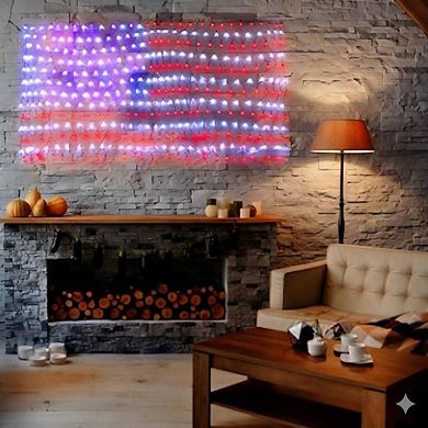 American Flag Lights with 420 Super Bright LED, Waterproof outdoor string lights
