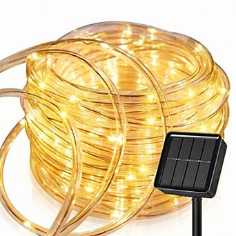 Solar Rope Lights, 39FT 100LED outdoor waterproof fairy lights, 8 modes, Warm White
