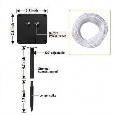 Solar Rope Lights, 39FT 100LED outdoor waterproof fairy lights, 8 modes, Warm White