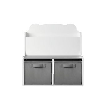 Lufeiya Kids Bookshelf with Storage Bins, Book Display Shelf & Toy Organizer for Toddlers