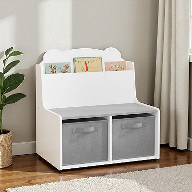 Lufeiya Kids Bookshelf with Storage Bins, Book Display Shelf & Toy Organizer for Toddlers