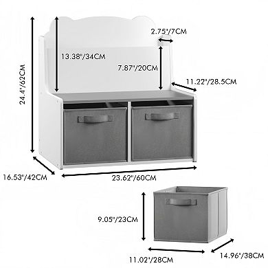 Lufeiya Kids Bookshelf with Storage Bins, Book Display Shelf & Toy Organizer for Toddlers