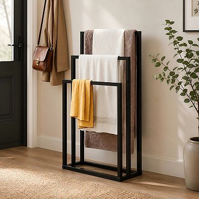 Lufeiya 3 Tier Freestanding Towel Rack Metal Stand for Bathroom, Chrome Finish