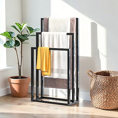 Lufeiya 3 Tier Freestanding Towel Rack Metal Stand for Bathroom, Chrome Finish