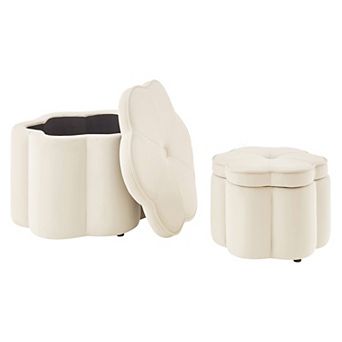 Lufeiya Set of 2 Velvet Storage Ottoman for Living Room, Bedroom
