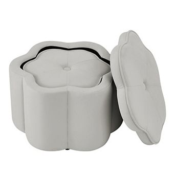 Lufeiya Set of 2 Velvet Storage Ottoman for Living Room, Bedroom