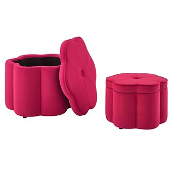 Lufeiya Set of 2 Velvet Storage Ottoman for Living Room, Bedroom