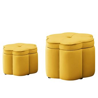 Lufeiya Set of 2 Velvet Storage Ottoman for Living Room, Bedroom