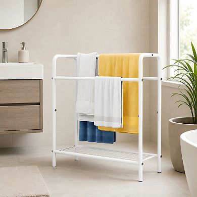 Lufeiya 3 Tier Freestanding Metal Towel Rack with Mesh Shelf, Space Saving