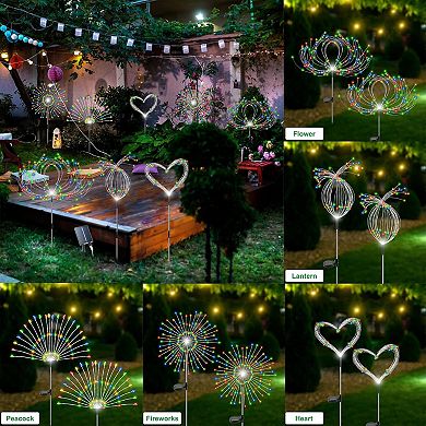 Waterproof Solar Firework Lights 2 Pack 120 LED Outdoor Garden Decor