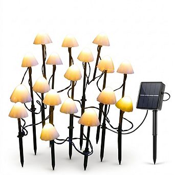 Solar Mushroom Garden Lights for Outside, 20 LED 32.8FT with 8 Lighting Modes