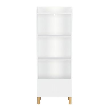 Lufeiya 4-Tier Kids Bookcase, Children’s Bookshelf and Toy Storage Organizer with Pine Legs