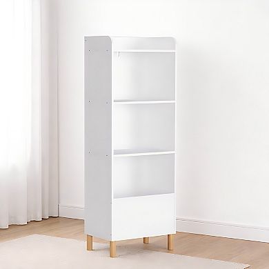 Lufeiya 4-Tier Kids Bookcase, Children’s Bookshelf and Toy Storage Organizer with Pine Legs