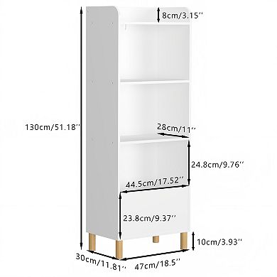 Lufeiya 4-Tier Kids Bookcase, Children’s Bookshelf and Toy Storage Organizer with Pine Legs