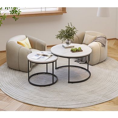 Double-tiered coffee table, round lounge table, personalized furniture