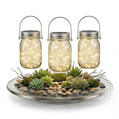 6 Pack LED Hanging Mason Jar Solar Lights Outdoor Waterproof Garden Decor