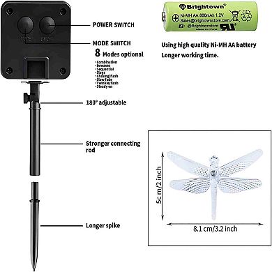 Dragonfly Solar String Lights Outdoor 25.6FT 30 LED Waterproof Solar 8 Modes