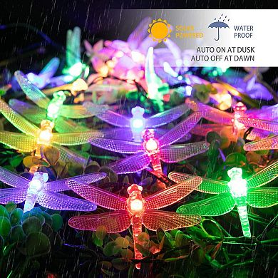 Dragonfly Solar String Lights Outdoor 25.6FT 30 LED Waterproof Solar 8 Modes